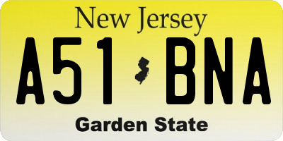 NJ license plate A51BNA
