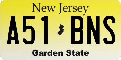 NJ license plate A51BNS