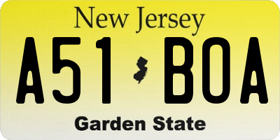 NJ license plate A51BOA