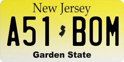 NJ license plate A51BOM