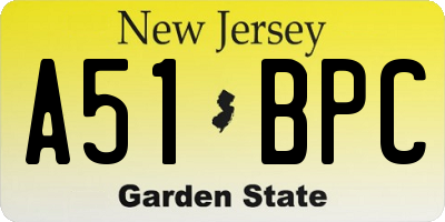 NJ license plate A51BPC