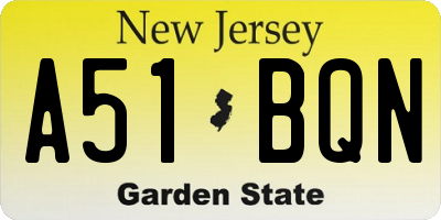 NJ license plate A51BQN