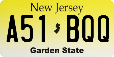 NJ license plate A51BQQ
