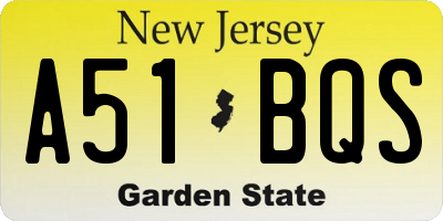 NJ license plate A51BQS