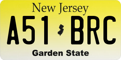 NJ license plate A51BRC