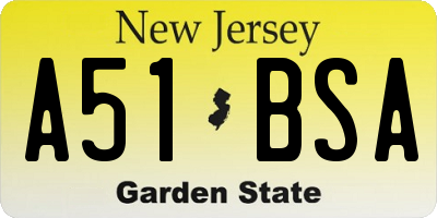 NJ license plate A51BSA
