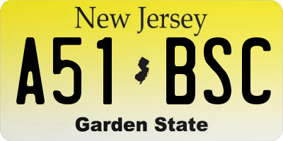 NJ license plate A51BSC