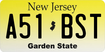 NJ license plate A51BST