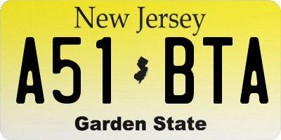 NJ license plate A51BTA
