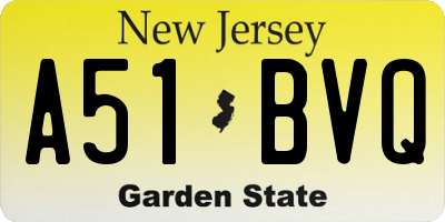 NJ license plate A51BVQ