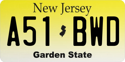 NJ license plate A51BWD