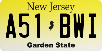 NJ license plate A51BWI