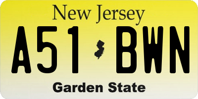 NJ license plate A51BWN