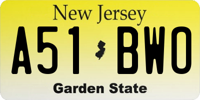 NJ license plate A51BWO