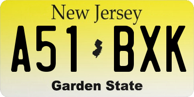 NJ license plate A51BXK