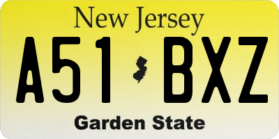 NJ license plate A51BXZ