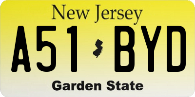 NJ license plate A51BYD