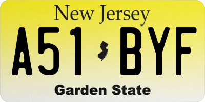NJ license plate A51BYF