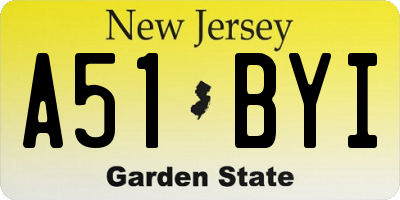 NJ license plate A51BYI