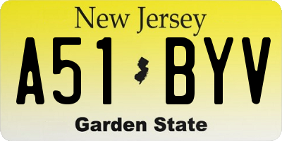 NJ license plate A51BYV