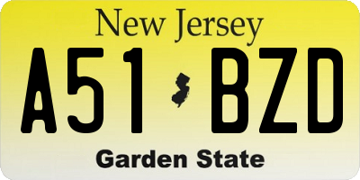NJ license plate A51BZD