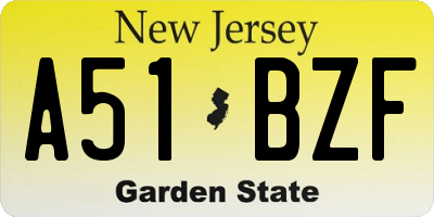 NJ license plate A51BZF