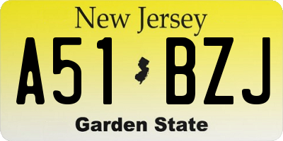 NJ license plate A51BZJ
