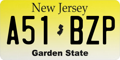 NJ license plate A51BZP
