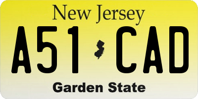 NJ license plate A51CAD