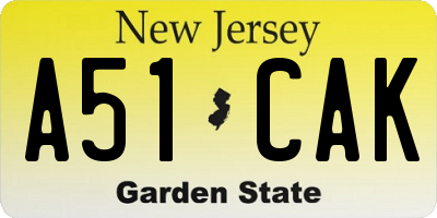 NJ license plate A51CAK