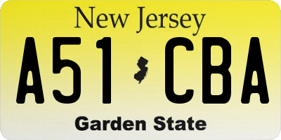 NJ license plate A51CBA