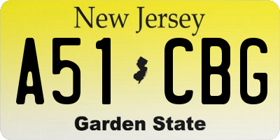 NJ license plate A51CBG