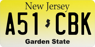 NJ license plate A51CBK