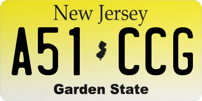 NJ license plate A51CCG