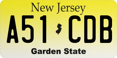 NJ license plate A51CDB