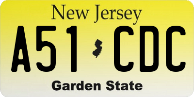NJ license plate A51CDC