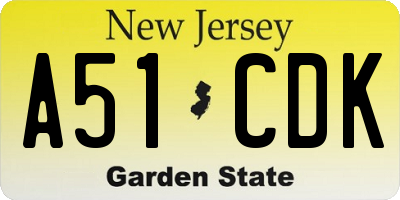 NJ license plate A51CDK