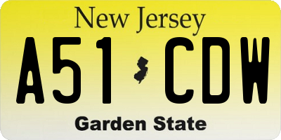 NJ license plate A51CDW