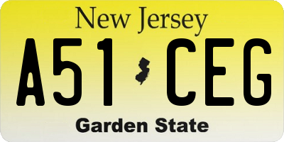 NJ license plate A51CEG