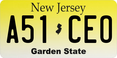 NJ license plate A51CEO