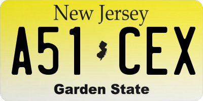 NJ license plate A51CEX