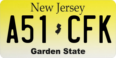 NJ license plate A51CFK