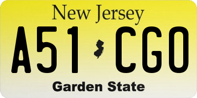 NJ license plate A51CGO