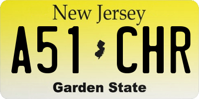 NJ license plate A51CHR