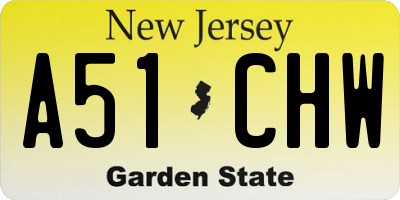 NJ license plate A51CHW