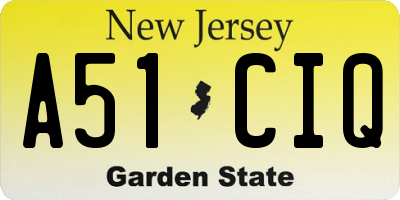 NJ license plate A51CIQ