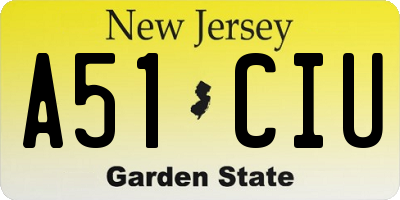 NJ license plate A51CIU