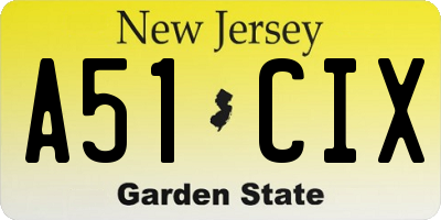 NJ license plate A51CIX