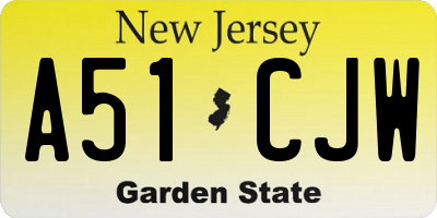 NJ license plate A51CJW