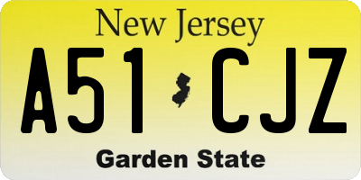 NJ license plate A51CJZ